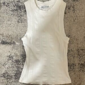 Zara white ribbed tank